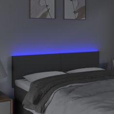 Vidaxl Čelo postele s LED tmavosivé 144x5x78/88 cm látka