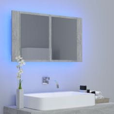 Petromila vidaXL LED kúpeľňová zrkadlová skrinka betónová sivá 80x12x45 cm akryl