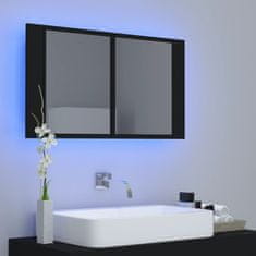 Vidaxl LED kúpeľňová zrkadlová skrinka čierna 80x12x45 cm