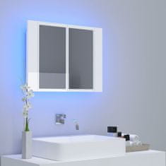 Petromila vidaXL LED kúpeľňová zrkadlová skrinka lesklá biela 60x12x45 cm akryl