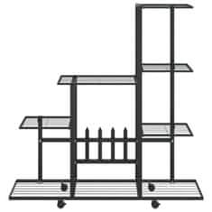 Vidaxl Stojan na kvety s kolieskami 94,5x25x92,5 cm čierny kovový