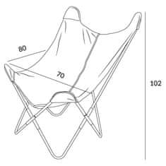 Homla Kreslo BUTTERFLY s kovovým rámom - ecru s imitáciou kožušiny 70x80x102 cm