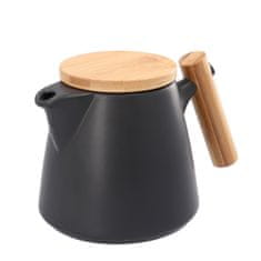 Homla Kanvica LARRA s varičom s bambusovou rukoväťou čierna 1 l