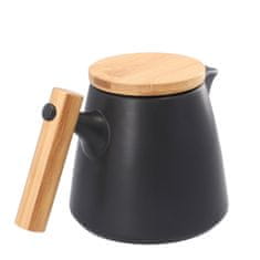 Homla Kanvica LARRA s varičom s bambusovou rukoväťou čierna 1 l