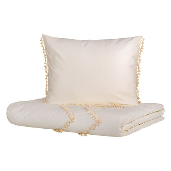 Homla Bavlnená posteľná bielizeň FRINGE béžová 220x200 cm