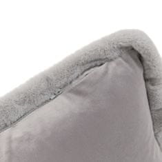 Homla DENI obliečka na vankúš z velúru s kožušinovým lemom sivá 45x45 cm