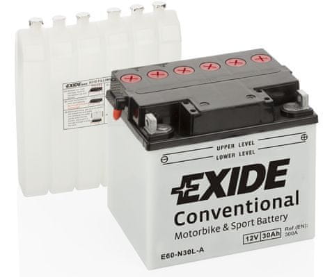 Exide motobatéria 12 V, 30 Ah, 300 A, E60-N30L-A