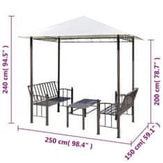 Petromila vidaXL Záhradný altánok so stolom a lavicami 2,5x1,5x2,4 m