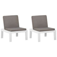 Vidaxl Záhradné stoličky s podložkami 2 ks plast biele