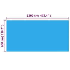 Vidaxl Obdĺžniková bazénová plachta 1200x600 cm, PE, modrá