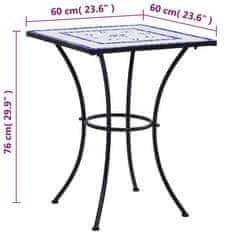 Petromila vidaXL Mozaikový bistro stolík, modro biely 60 cm, keramika