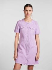 Pieces Svetlo fialové dámske džínsové košeľové šaty Pieces Tara XS