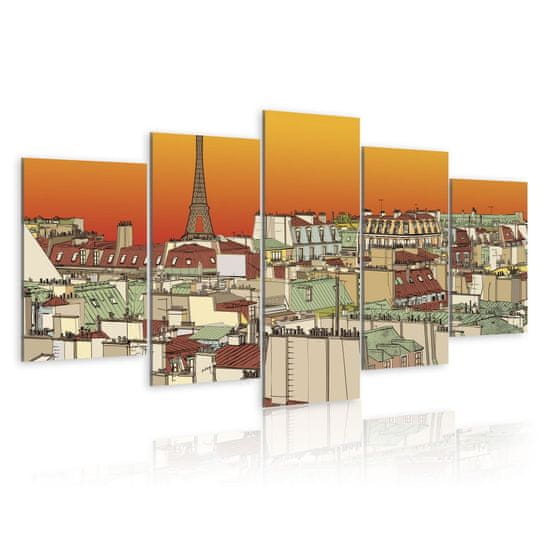 Artgeist Obraz - Parížska obloha v oranžovej farbe 200x100