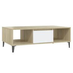 Petromila vidaXL Konferenčný stolík, biela+sonoma 103,5x60x35cm kompozitné drevo