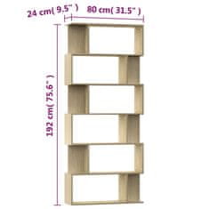 Petromila vidaXL Knižnica/deliaca stena, sonoma 80x24x192 cm, kompozitné drevo