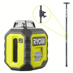 RYOBI RYOBI Set krížový líniový laser 360° - zelený a teleskopický držiak