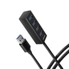 AXAGON HUE-M1AL, 4x USB 3.2 Gen 1 MINI húb, kovový, kábel USB-A 1.2m