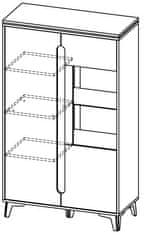 CASARREDO Vitrína PAGINO 5 biela/jaseň