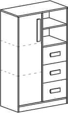 CASARREDO Komoda so zásuvkami GULLIWER 5 biela / tyrkys lesk