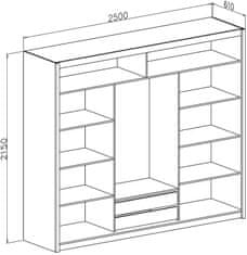 CASARREDO Šatníková skriňa LIBERATA 2 250 dub sonoma