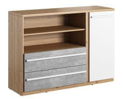 CASARREDO Komoda so zásuvkami FLAMY 05 1D2S dub nash/sivá/biela