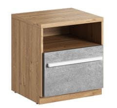 CASARREDO Nočný stolík so zásuvkou FLAMY 09 1S dub nash/sivá