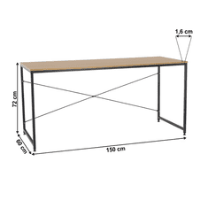 KONDELA Písací stôl, dub / čierna, 150x60 cm, MELLORA