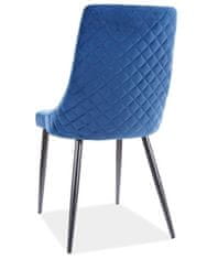 CASARREDO Jedálenská čalúnená stoličky NOPI velvet granátovo modrá / čierna mat