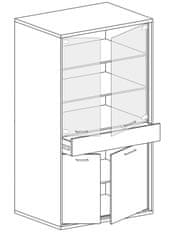 CASARREDO Vitrína 4D1S PILETAS M-3 dub hickory