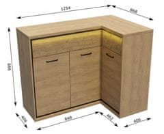 CASARREDO Komoda rohová PILETAS M-15 dub hickory ľavá