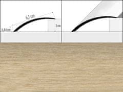 Prechodové lišty A49 - SAMOLEPIACE šírka 6,1 x výška 0,82 x dĺžka 100 cm - dub mocca