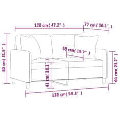 Vidaxl 2-miestna pohovka s vankúšmi hnedá 120 cm látka