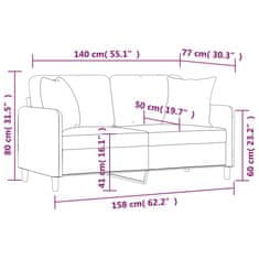 Vidaxl 2-miestna pohovka s vankúšmi čierna 140 cm látka