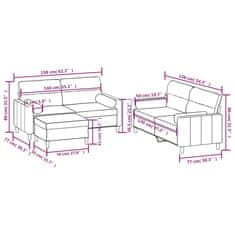 Vidaxl 3-dielna sedacia súprava s vankúšmi hnedá látka