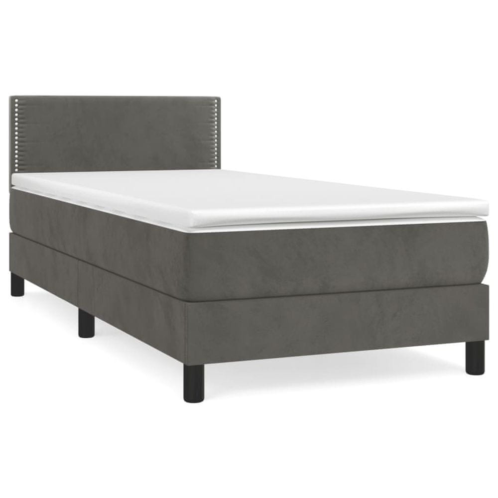 Vidaxl Posteľný rám boxspring s matracom tmavosivý 80x200 cm zamat