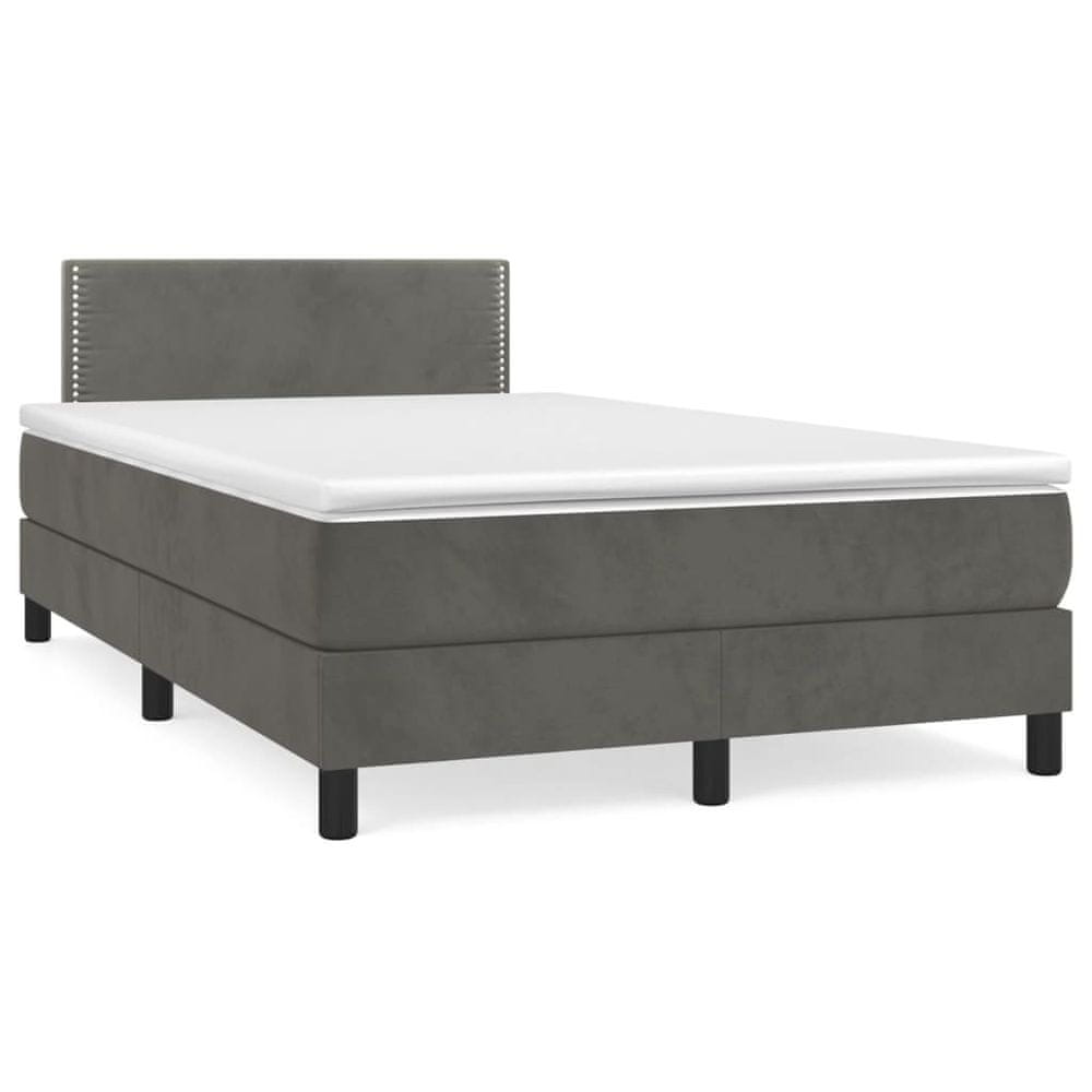 Vidaxl Posteľný rám boxspring s matracom tmavosivý 90x190 cm zamat