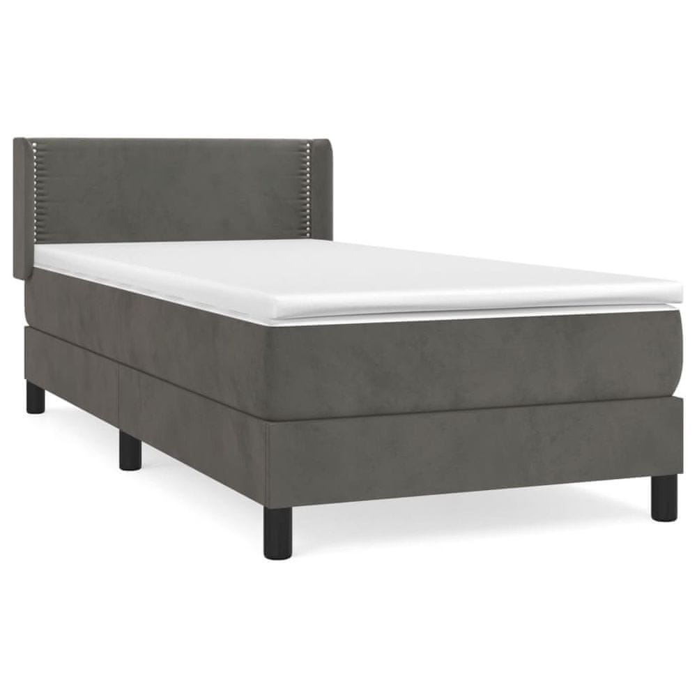 Vidaxl Posteľný rám boxspring s matracom tmavosivý 80x200 cm zamat