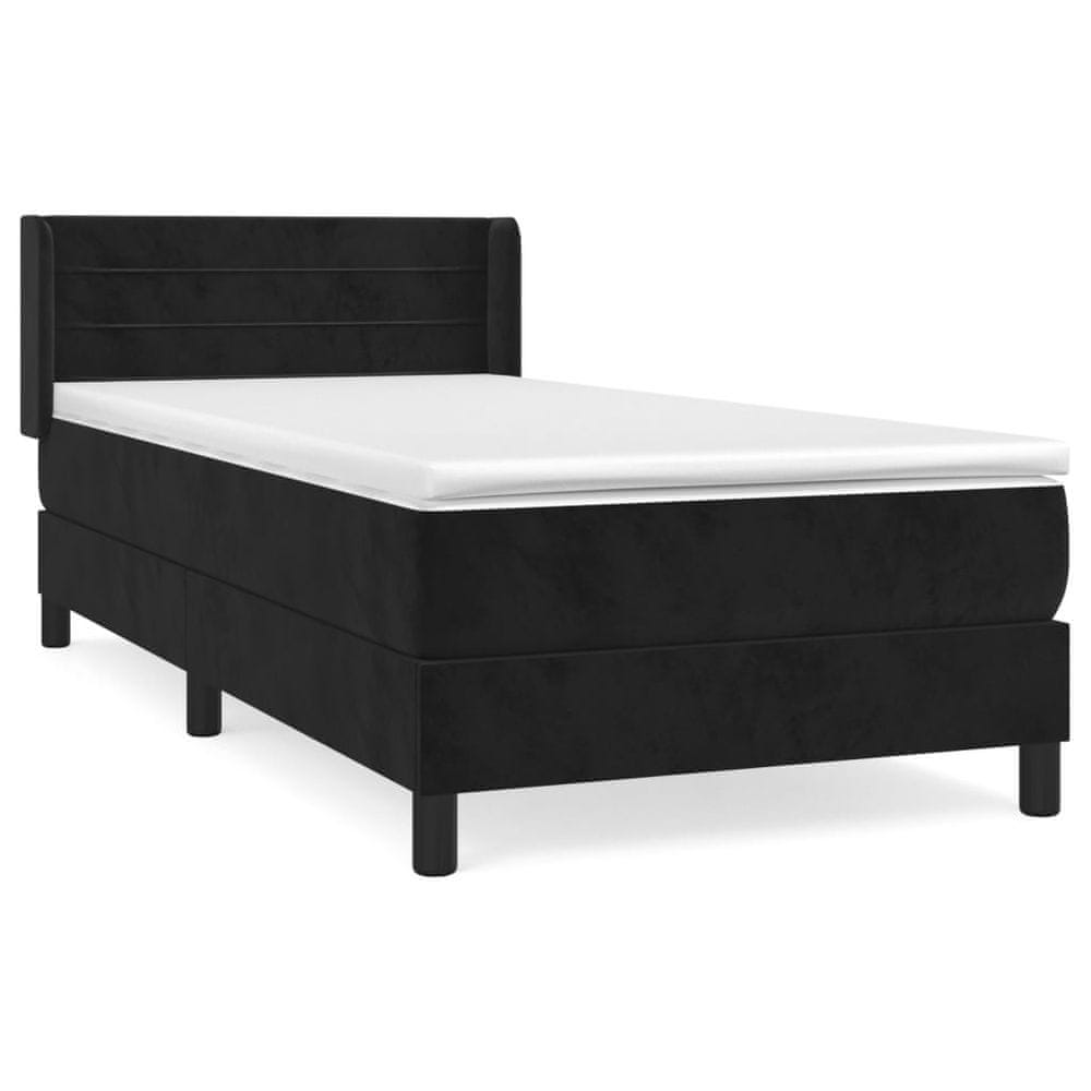 Vidaxl Posteľný rám boxspring s matracom čierny 80x200 cm zamat