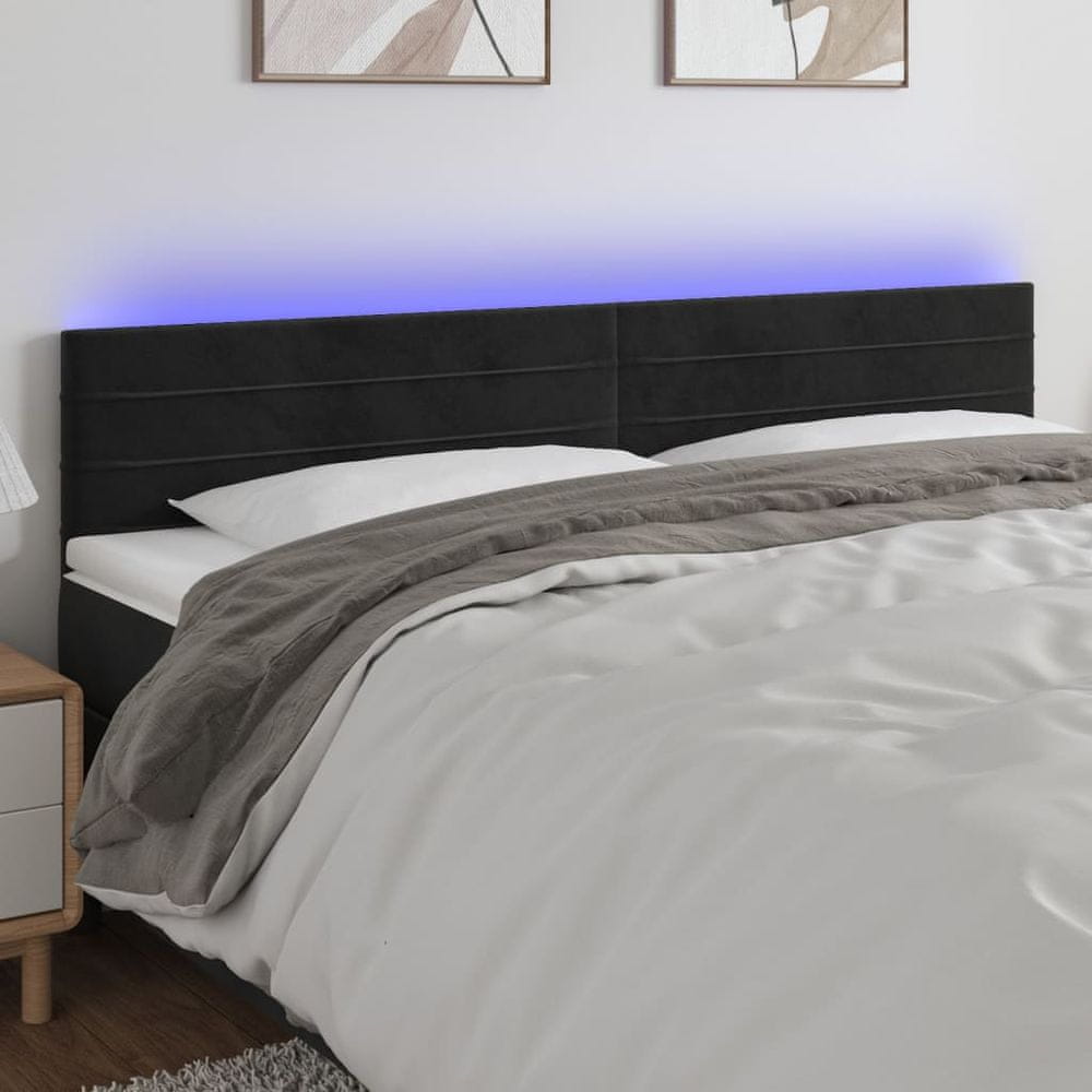 Vidaxl Čelo postele s LED čierne 180x5x78/88 cm zamat