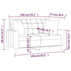 Vidaxl 2-miestna pohovka s vankúšmi čierna 140 cm umelá koža