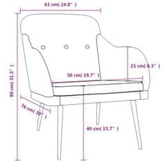 Vidaxl Kreslo krémové 63x76x80 cm látka