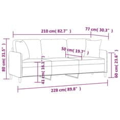 Vidaxl 3-miestna pohovka s vankúšmi a podložkami krémová 210 cm látka