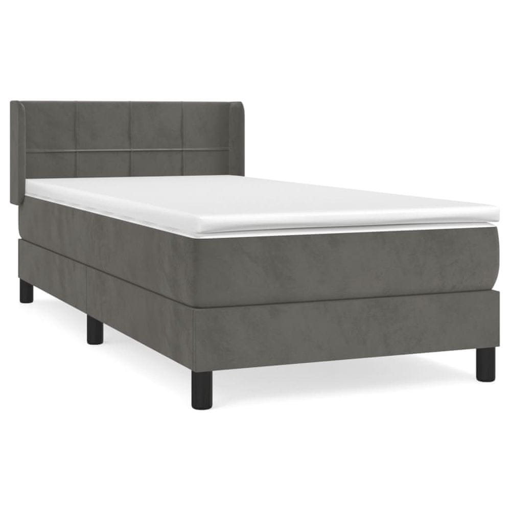 Vidaxl Posteľný rám boxspring s matracom tmavosivý 80x200 cm zamat