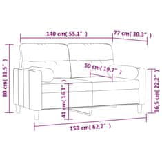 Vidaxl 2-dielna sedacia súprava s vankúšmi bledožltá 140 cm látka