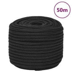 Vidaxl Lodné lano čierne 14 mm 50 m polypropylén