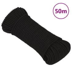 Vidaxl Pracovné lano čierne 4 mm 50 m polyester