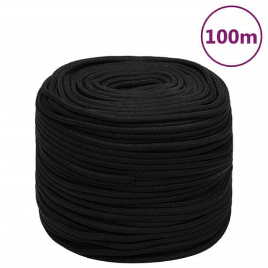 Vidaxl Pracovné lano čierne 6 mm 100 m polyester