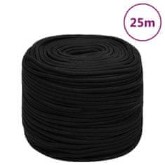 Vidaxl Pracovné lano čierne 6 mm 25 m polyester