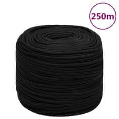 Vidaxl Pracovné lano čierne 6 mm 250 m polyester