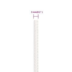 Vidaxl Lodné lano biele 3 mm 25 m polypropylén